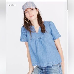 Madewell Denim Popover Swing Top